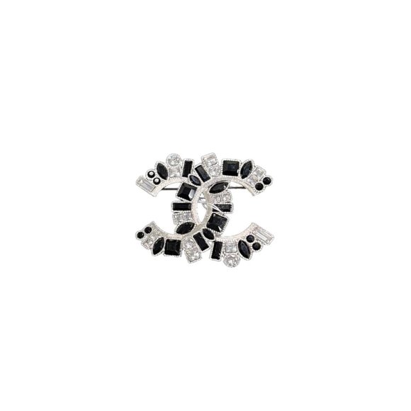 Chanel Baguette Crystal CC Brooch Silver Pin - Picture 1 of 2